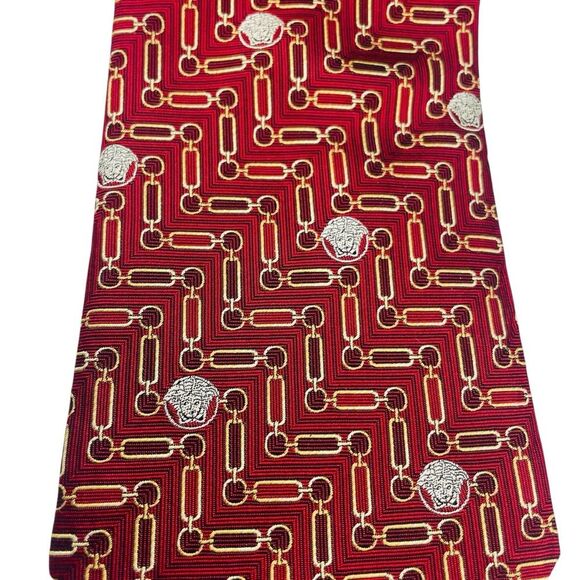 Vintage Gianni Versace Medusa Head Chain Pattern Tie - Picture 1 of 5